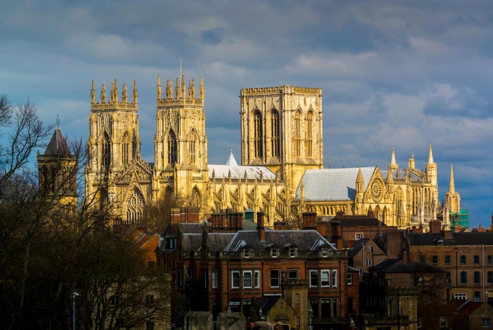  York Minster towering above the historic city of York in northern England