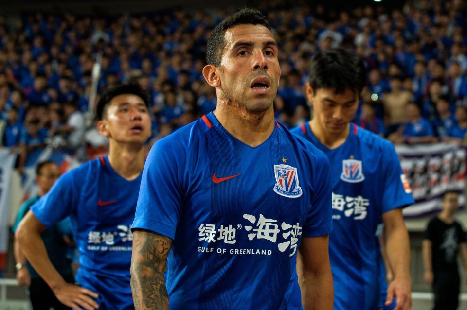 Carlos Tevez sports a sleeve of tattoos during period in Chinese Super League