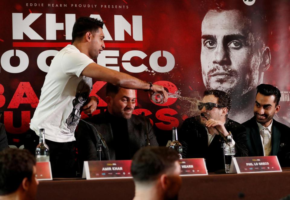 There is already some needle between Phil Lo Greco and Amir Khan - this was the scene that played out at the January press conference