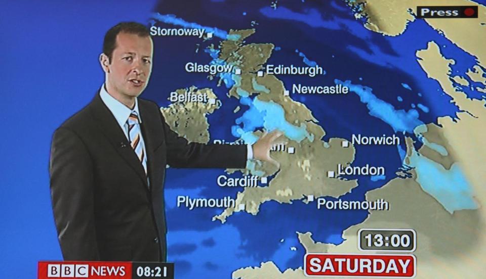  In the new weather graphics, the UK appears smaller and viewers can see further east into Europe