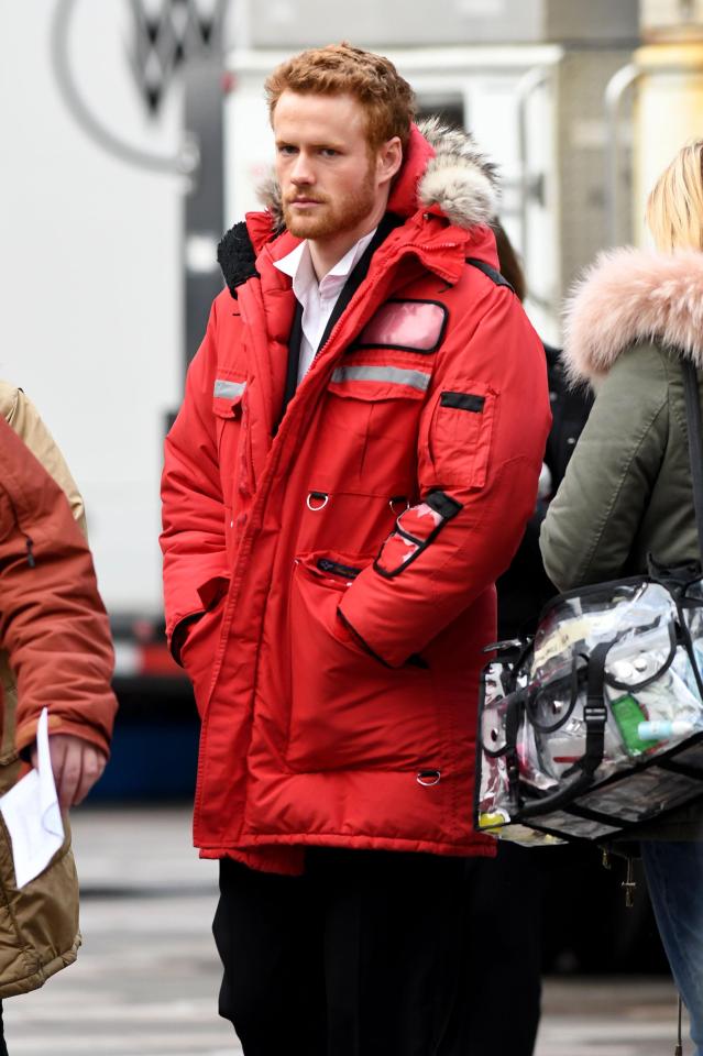  Murray as seen rehearsing scenes meeting a crowd at a red carpet event as Prince Harry