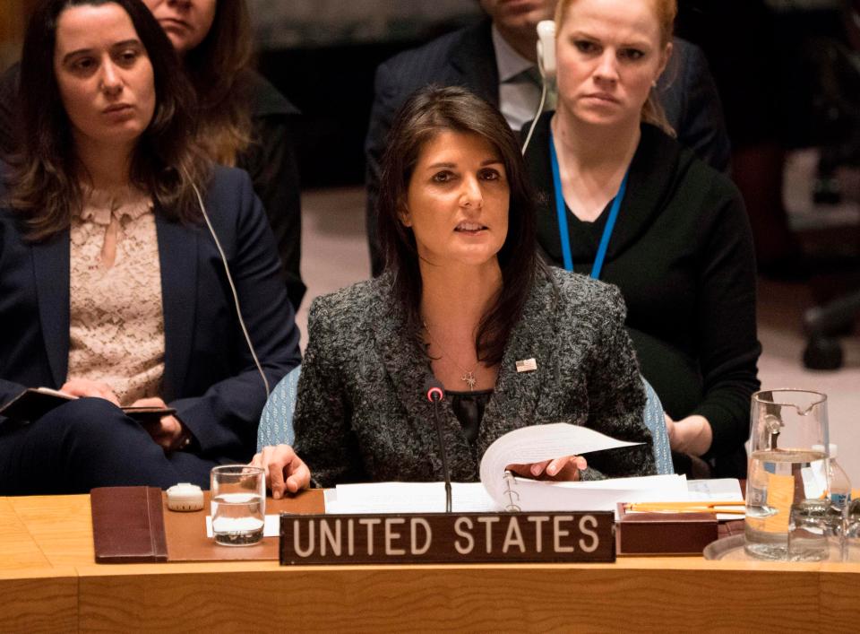  US Ambassador to the UN Nikki Haley told the Security Council that they stood 'in absolute solidarity' with the UK