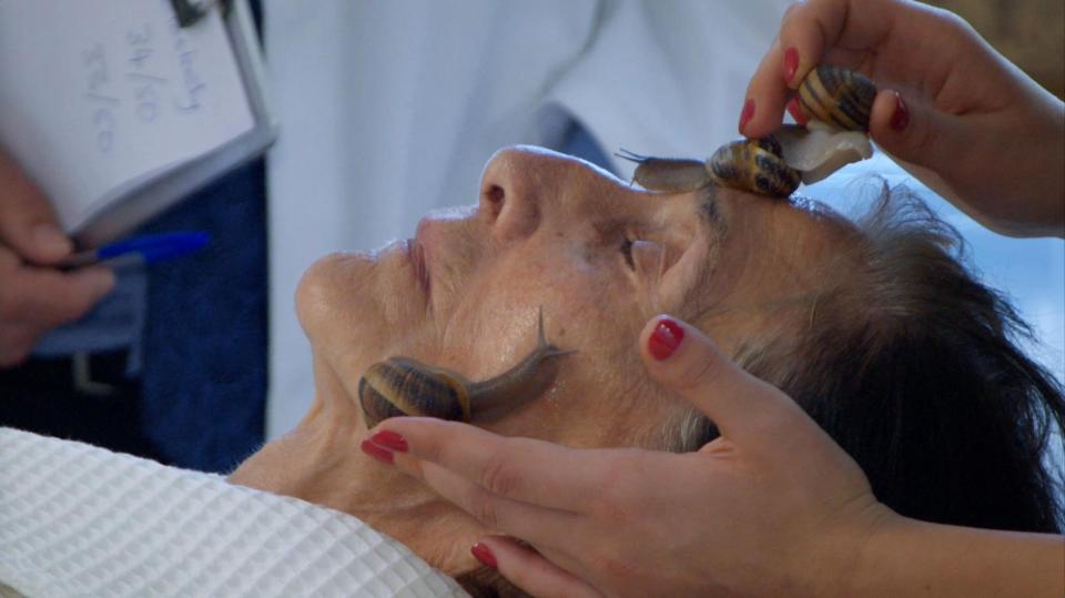  June Brown enjoying a snail facial