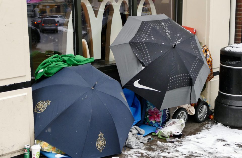  A photo from Windsor shows the all-too-common sight of rough sleepers taking refuge under unbrellas