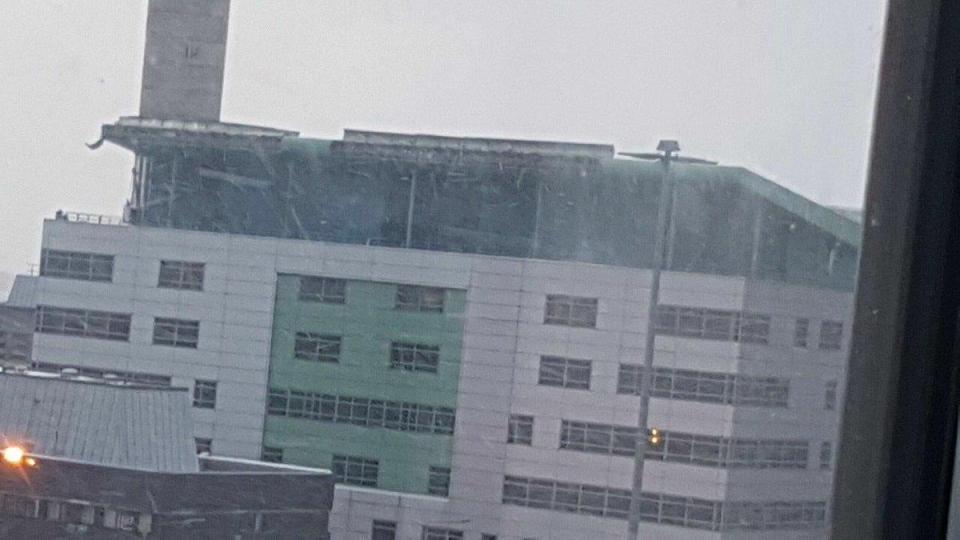  Part of the hospital roof blew off as Storm Emma's gale-winds hit Glasgow