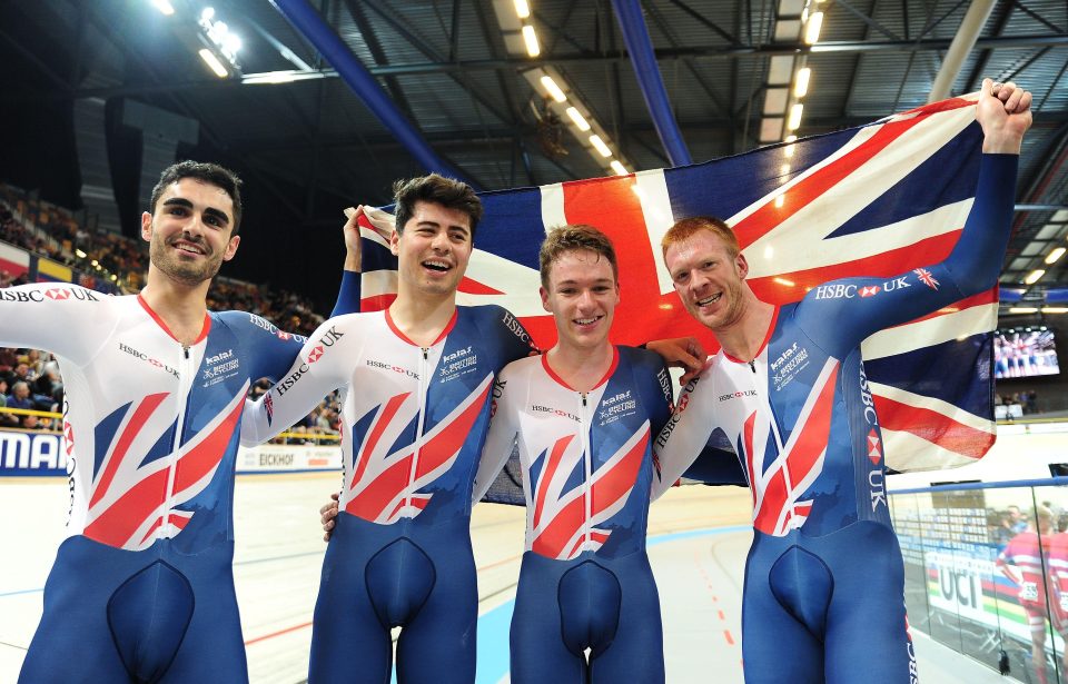 Britain's men including Kian Emadi, Charlie Tanfield, Ethan Hayter and Ed Clancy celebrated team pursuit gold as the dominated the gold medal ride over Denmark