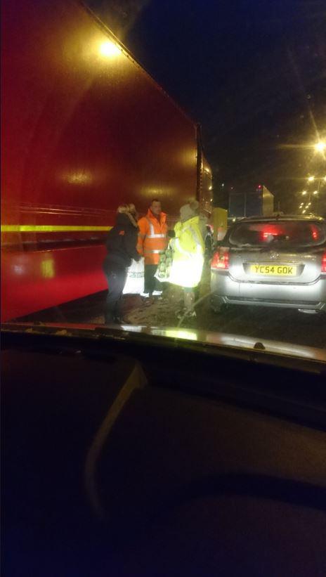  Desperate drivers got out of their cars to speak to one another in the traffic