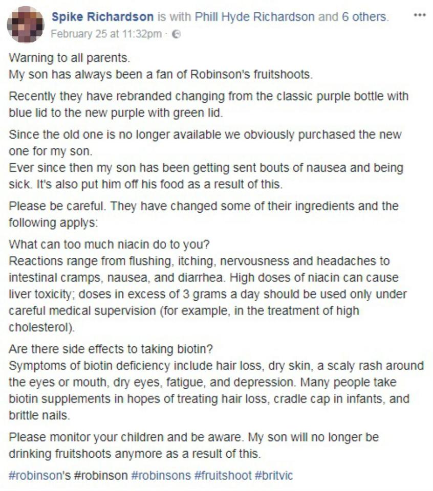  The dad posted to Facebook about his concerns