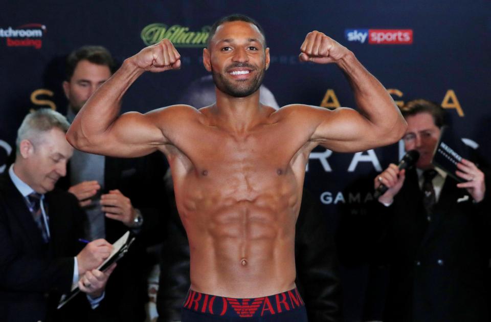  Kell Brook poses during Friday's weigh-in for the fight