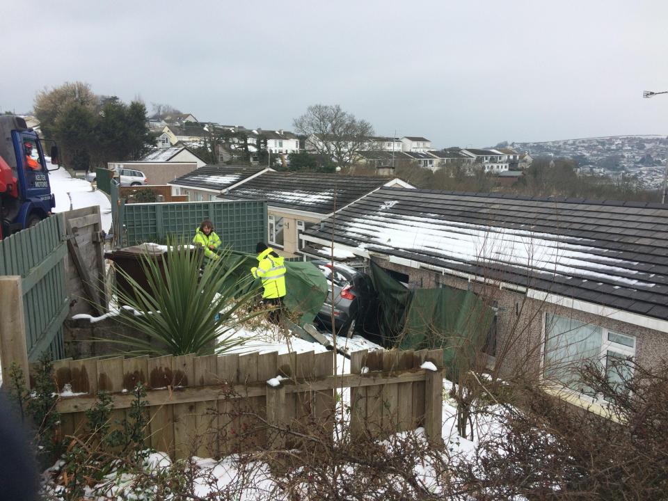  The scene of the crash in Looe, Cornwall