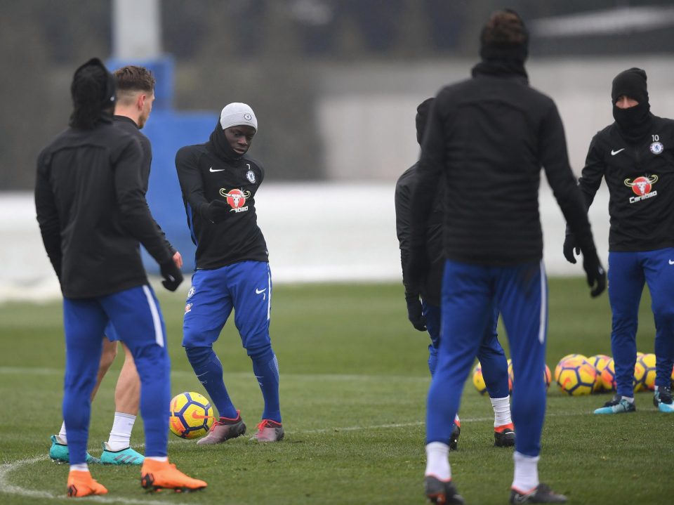  Kante was back in training at the Chelsea training ground, Cobham, earlier today