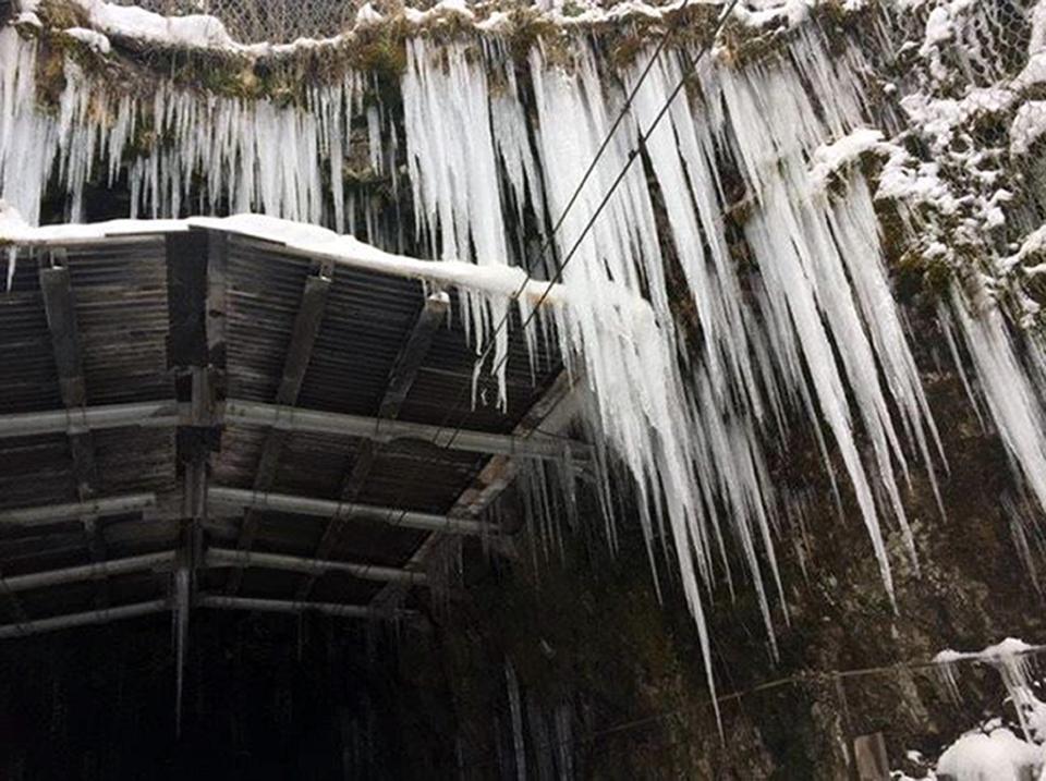  Icicles at the Bishopton tunnel as the cold weather continues around the country