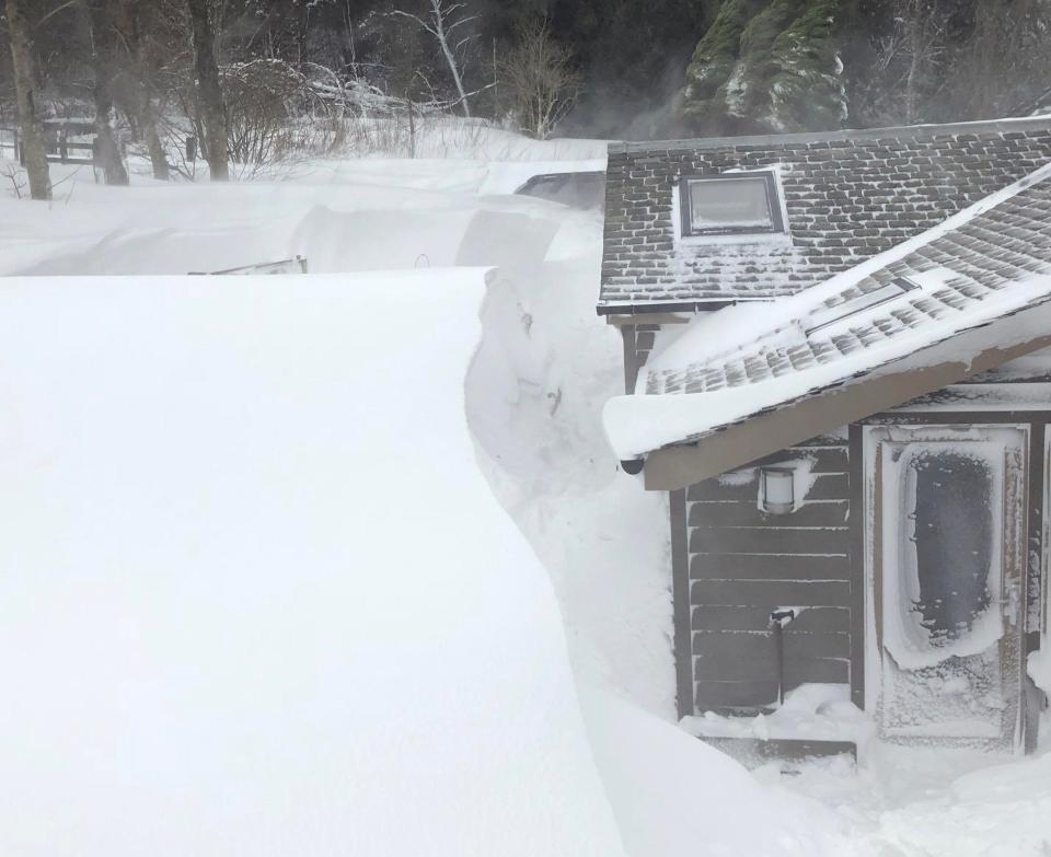  In West Linton a couple aged 70 and 71 were dug out of their house by rescuers after being trapped with their two dogs by 12ft snow drifts