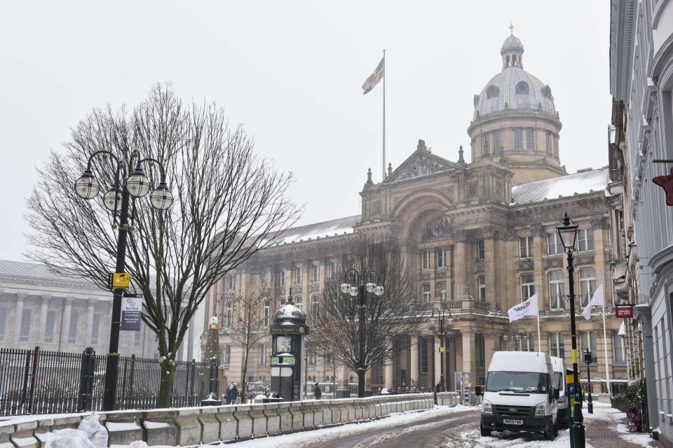  Birmingham's Council House is surrounded by snow in the city centre