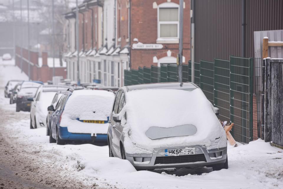  Frozen cars in Sparkbrook, Birmingham, amid the snow