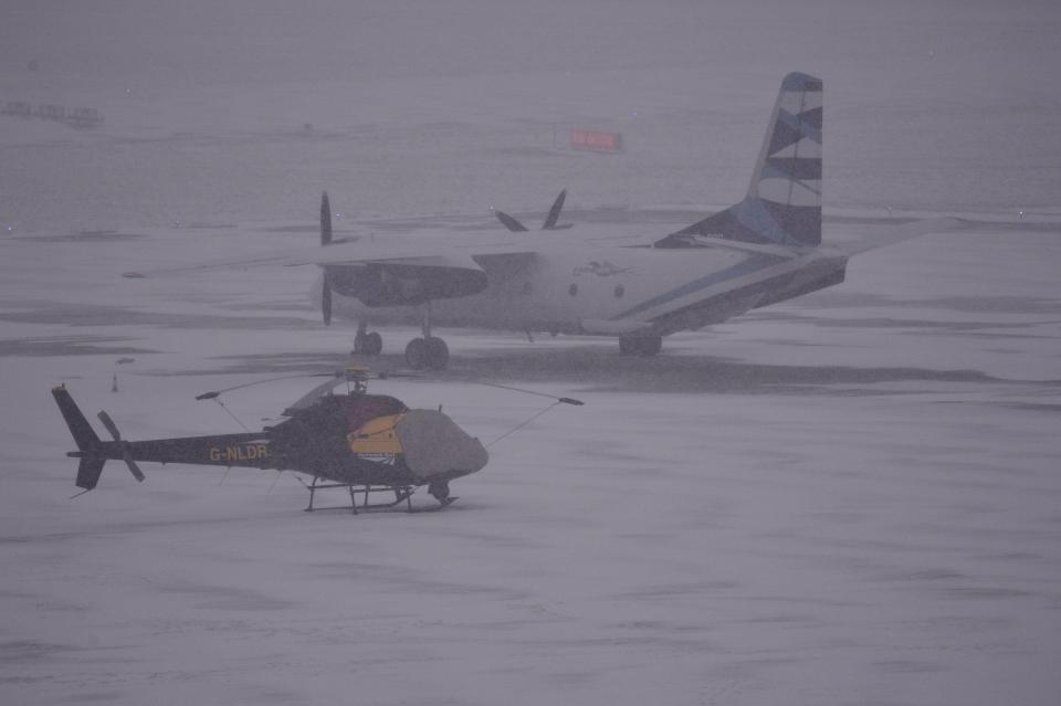  Snow was joined by fog at Birmingham Airport this morning