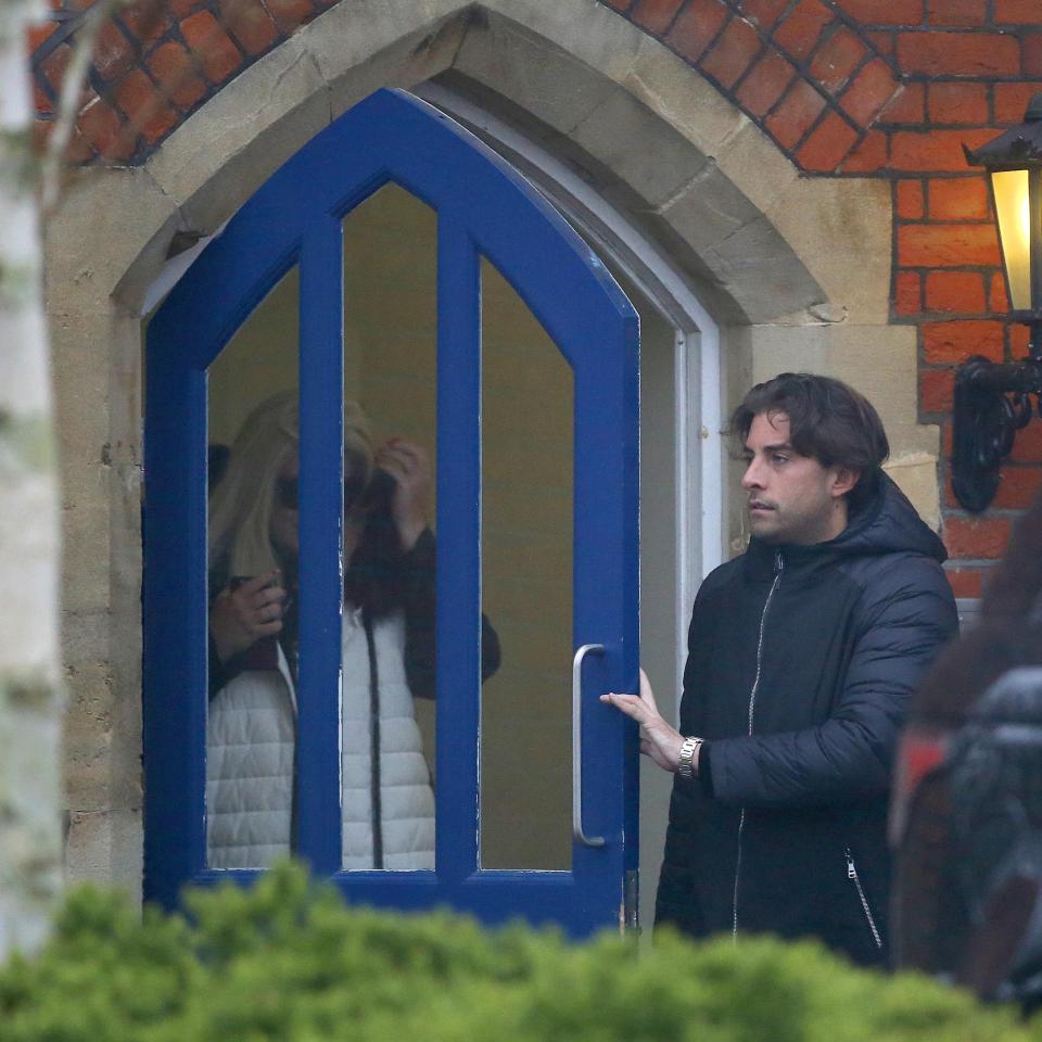  James Argent seemed to be checking whether the coast was clear as he left Gemma Collins' house