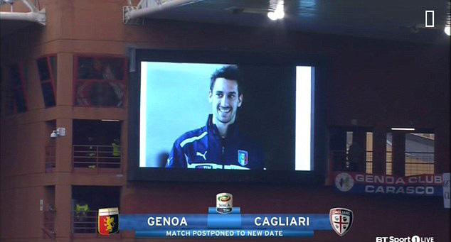 Genoa's Stadio Luigi Ferraris stadium announces the tragic news of Davide Astori's death