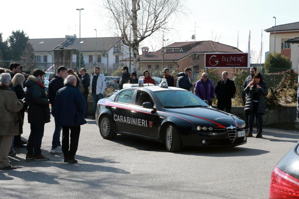  Police arrive at the scene in Udine