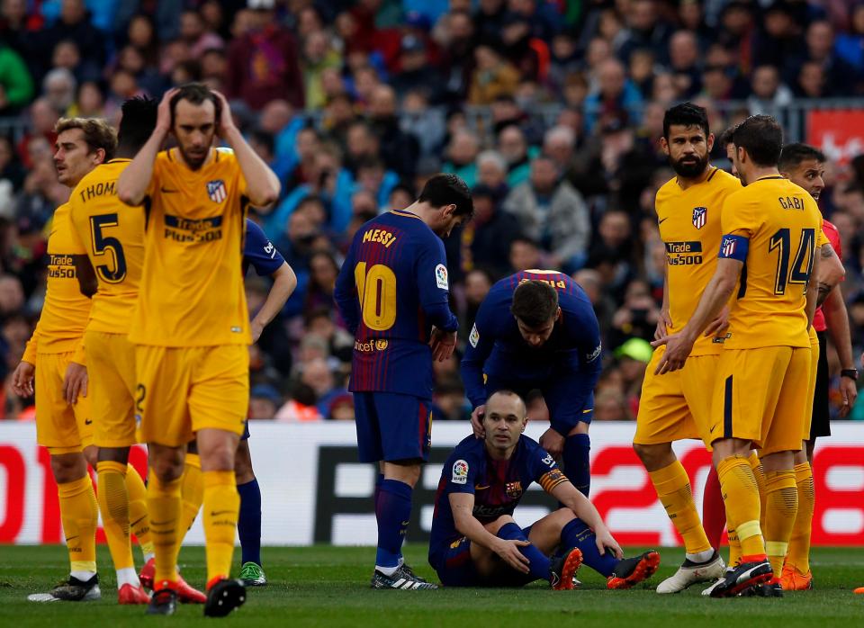  Andres Iniesta makes the decision to be subbed off.