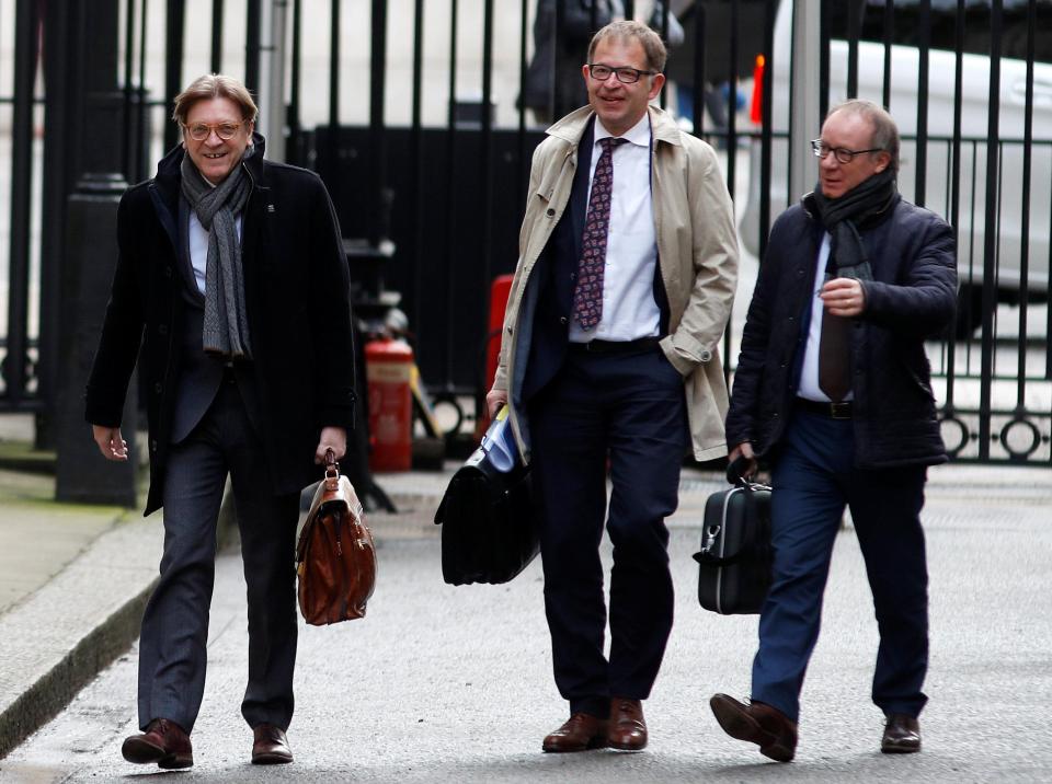  It comes as the European Parliament's chief Brexit negotiator Guy Verhofstadt arrives in Downing Street