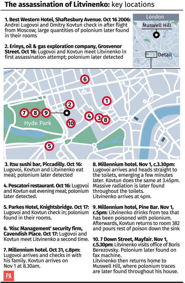  The assassins and their victim left a trail of radiation across London