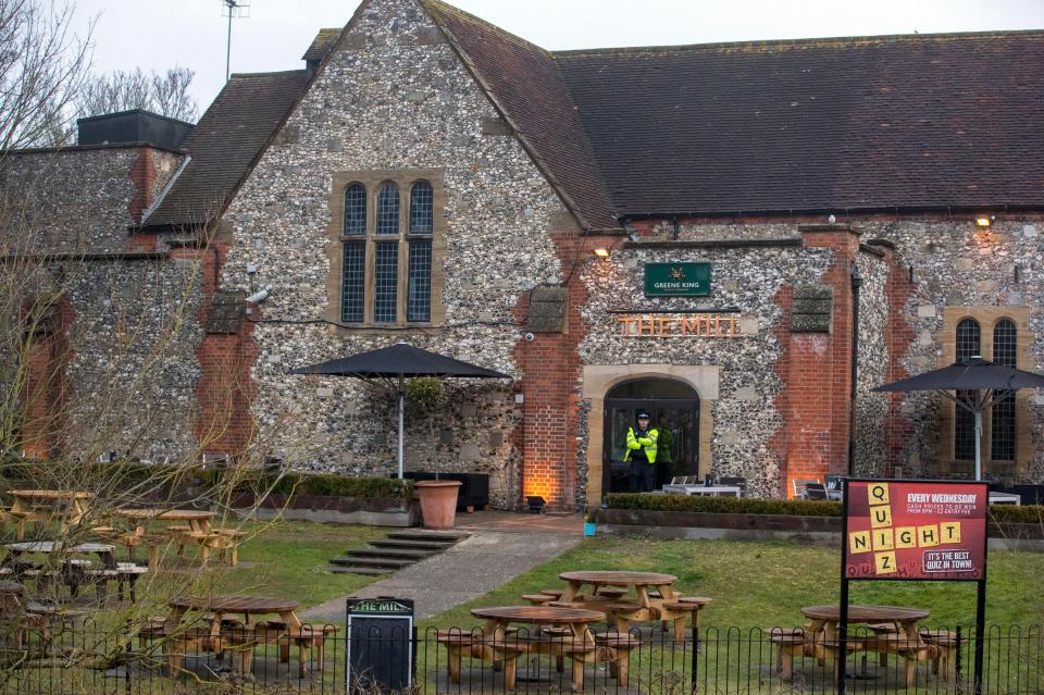  The Mill pub in The Maltings area of Salisbury has also been cordoned off by cops