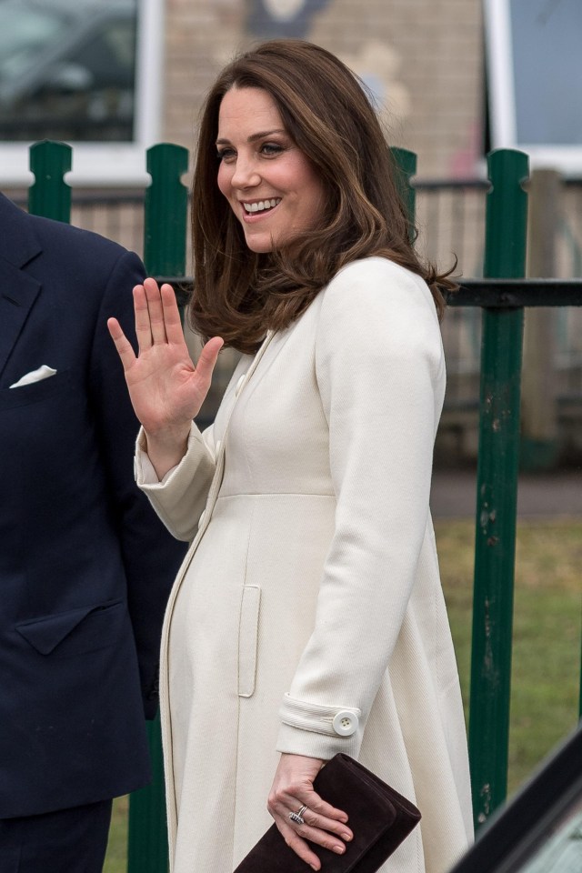 Kate wore a JoJo Maman Bébé coat on visit to Pegasus Primary School