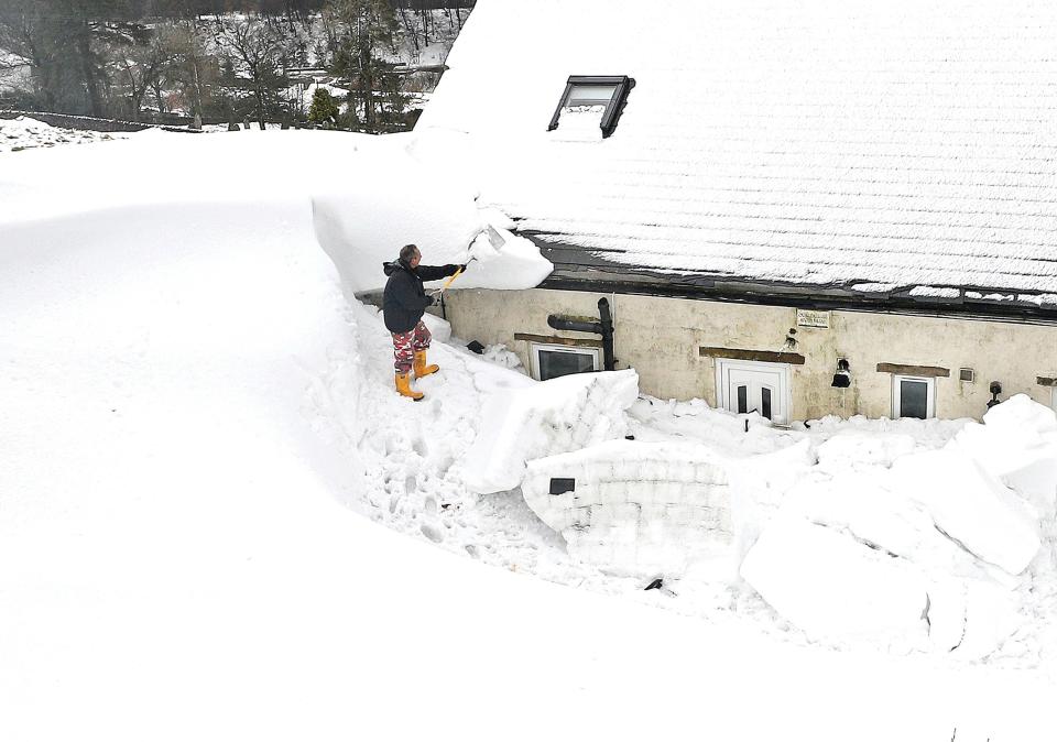  Jonas Ershov, along with other Cumbrian residents, is still fighting through huge snow drifts