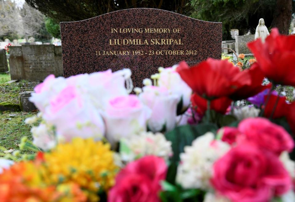  The grave of Liudmila Skripal, wife of Sergei Skripal, is seen in London Road Cemetary in Salisbury