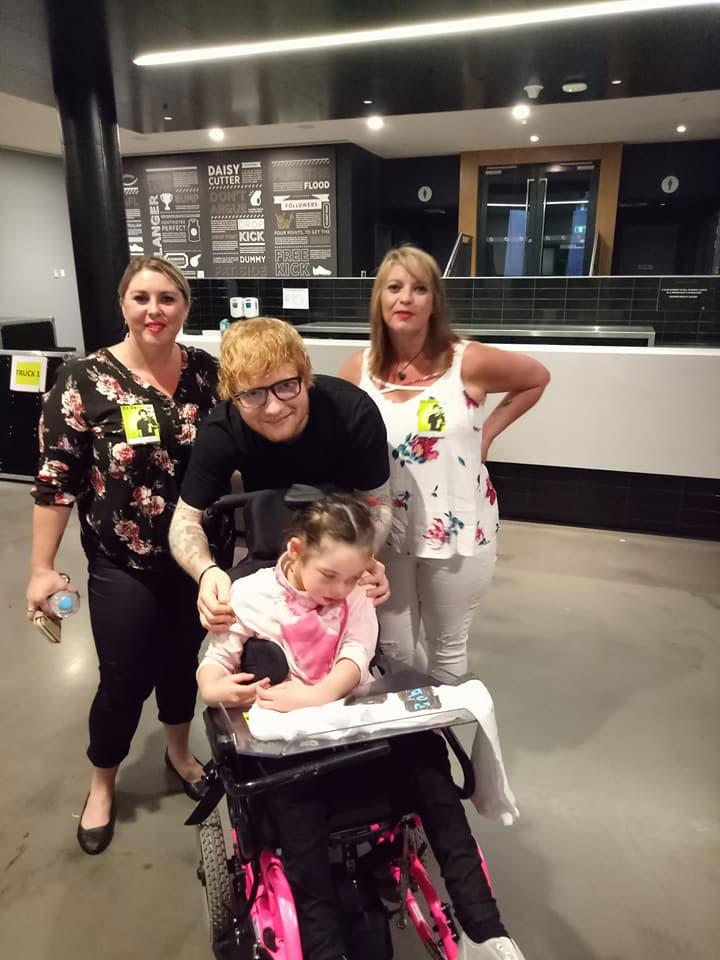 Ed met superfan Holley Lavington, five, at his concert in Adelaide 