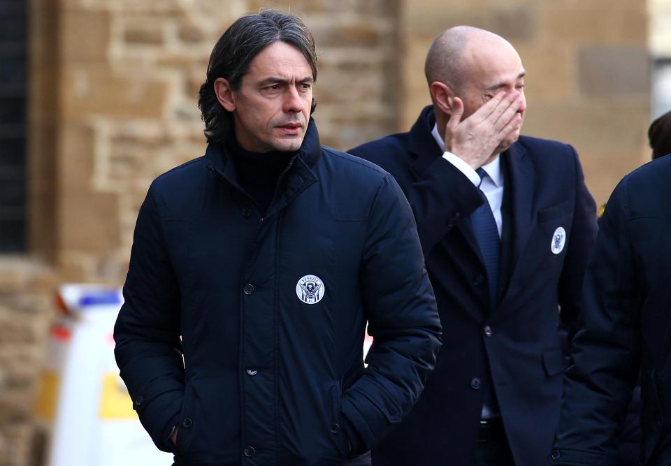 Former Juventus and AC Milan striker Filippo Inzaghi is pictured attending Davide Astori's funeral