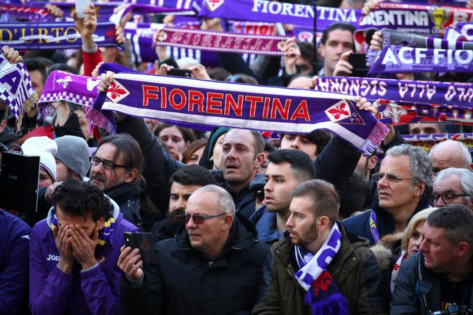 Fiorentina fans gathered in their thousands sporting the club's purple scarves