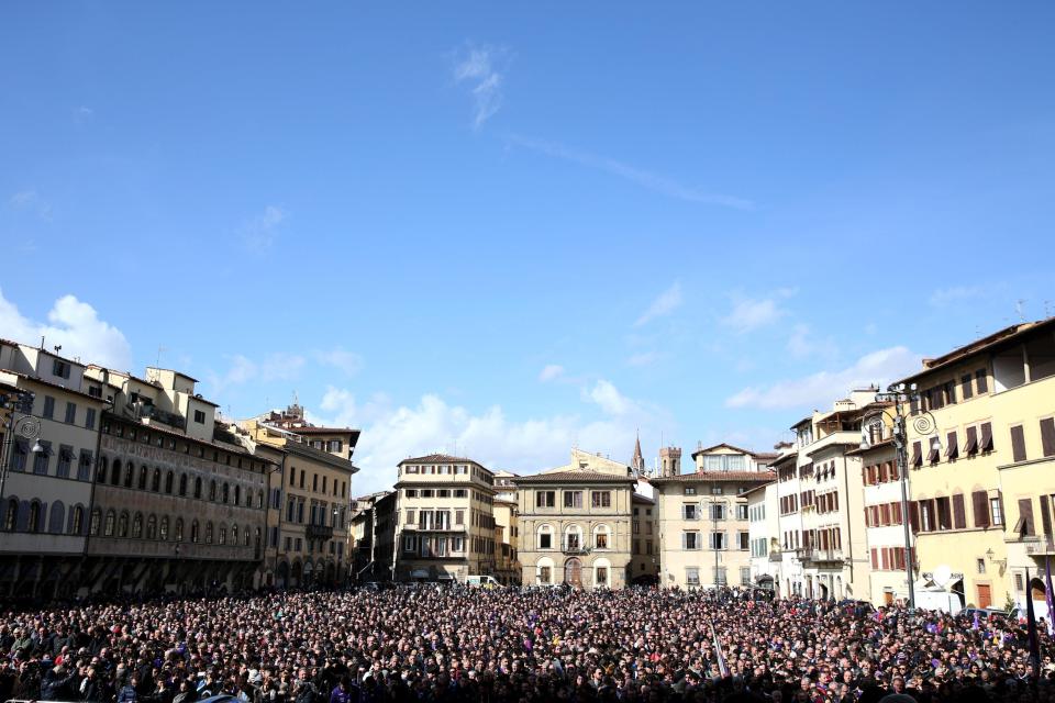 The Piazza di Santa Croce looks stunning on a bright spring day for the sad occasion of Astori's funeral