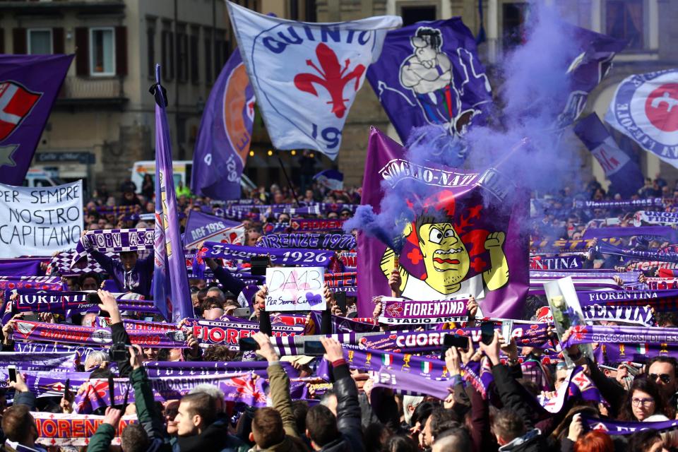 The incredible display of banners filled the Piazza as the funeral was held inside