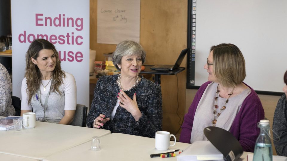  May underlined a pledge to provide funding for women’s refuges - a cause pushed by The Sun’s Give Me Shelter campaign