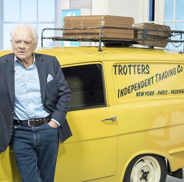  Sir David Jason is pictured with the replica van. Del Boy falling through an open bar was the top telly moment