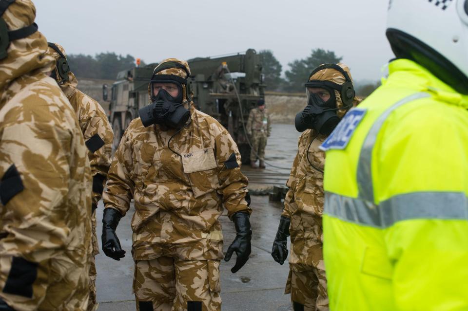  Members of the Falcon Squadron, Royal Tank Regiment prepare to assist civil authorities in Salisbury