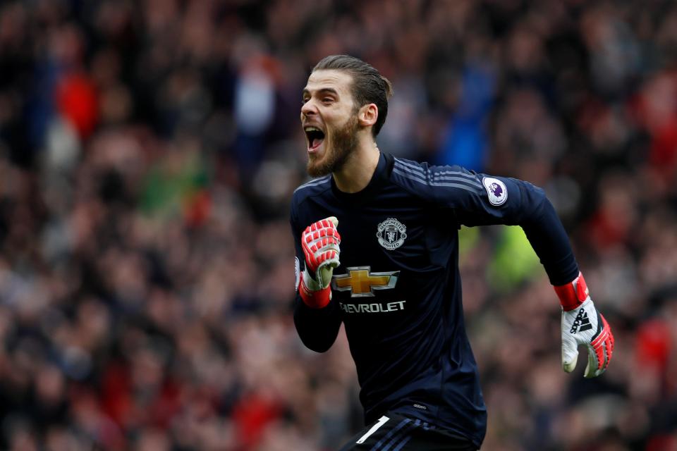  David De Gea could not control his delight as United went 2-0 up