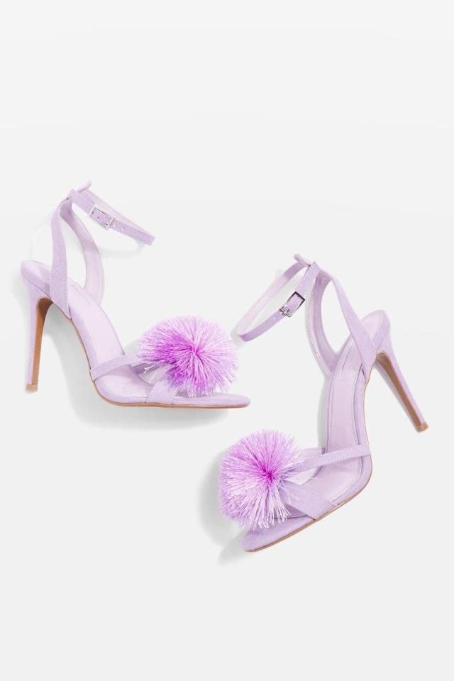  These pompom heels are the ideal way to rock the lilac trend