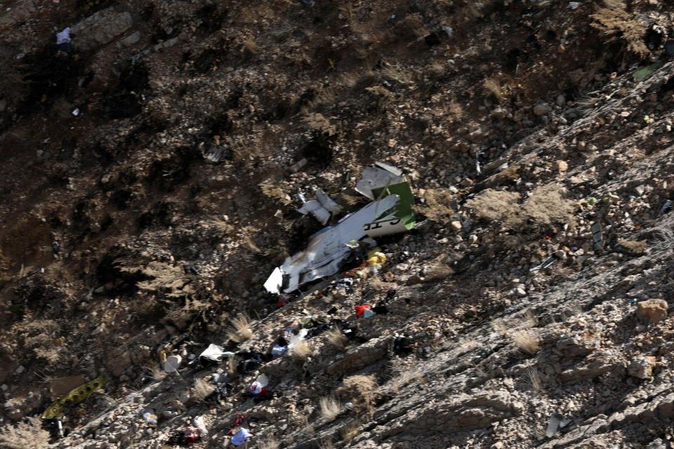  A view on the wreckage of Turkish Private jet is seen on a slope of a mountain around the city of Shahr-e Kord, Iran