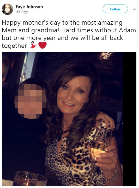  Faye shared a Mother's Day message to her mother, saying she couldn't wait for the 'one more year' to be over until they were reunited with Adam