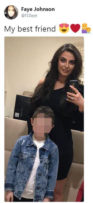  Faye shared a photograph of herself and her son, with someone saying he looked like Adam