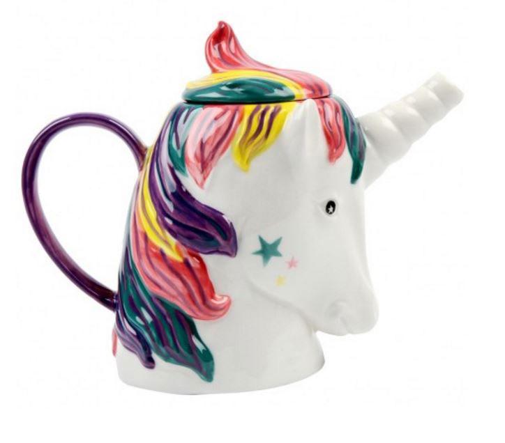 This unicorn design pours tea from the unicorn’s horn