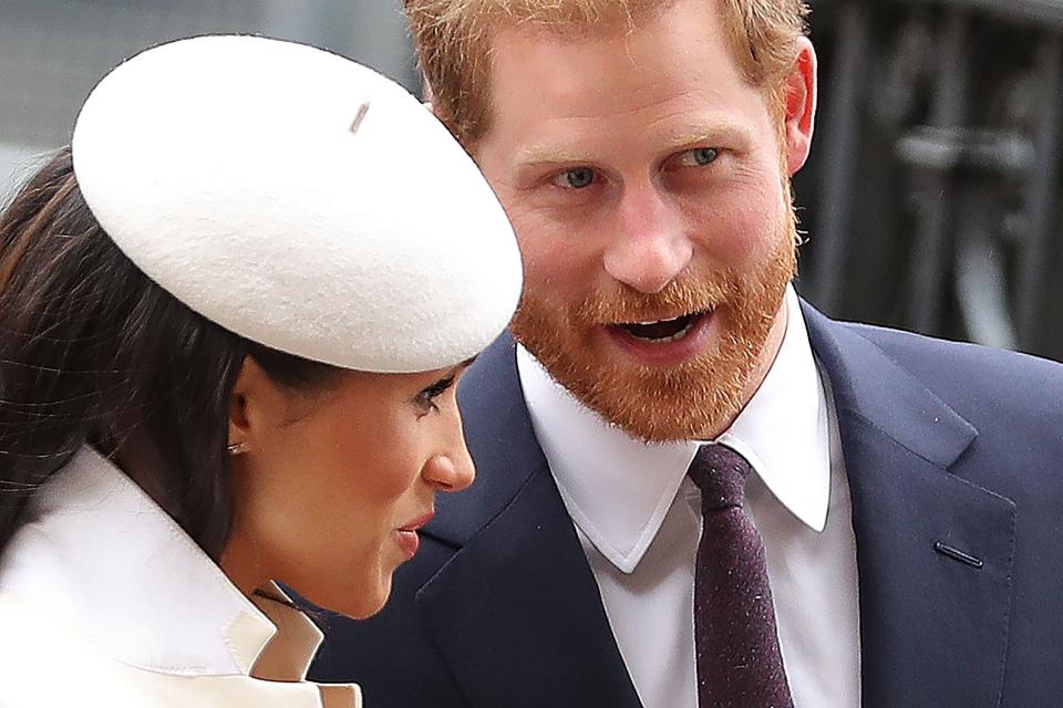 Britain's Prince Harry and his fiancee US actress Meghan Markle attend a Commonwealth Day Service at Westminster Abbey in central London