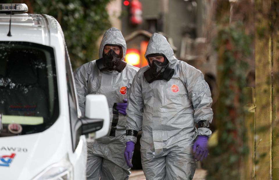  Investigators in protecting clothing continue to work in Salisbury after a suspected nerve agent was used on former Russian spy Sergei Skripal