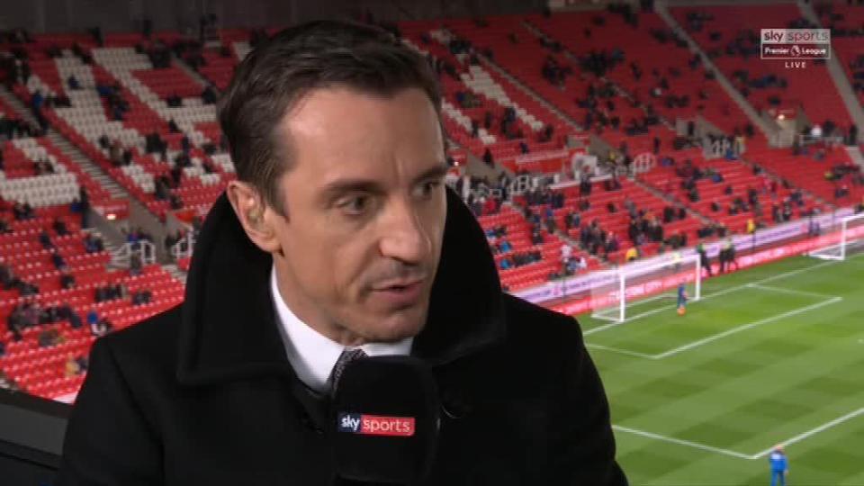  Gary Neville was the only pundit on show as Sky moved programme from London studio to bet365 Stadium