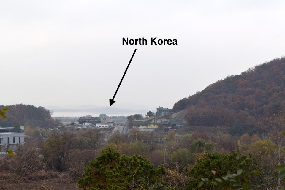  The village is just two miles from the North Korean border - and visitors can hear Kim Jong-un's propaganda radio