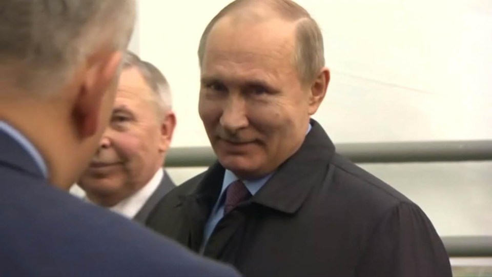 Vladimir Putin was pictured smirking when BBC reporter Steve Rosenberg directly asked him if Russia was behind the poisoning of Sergei Skripal