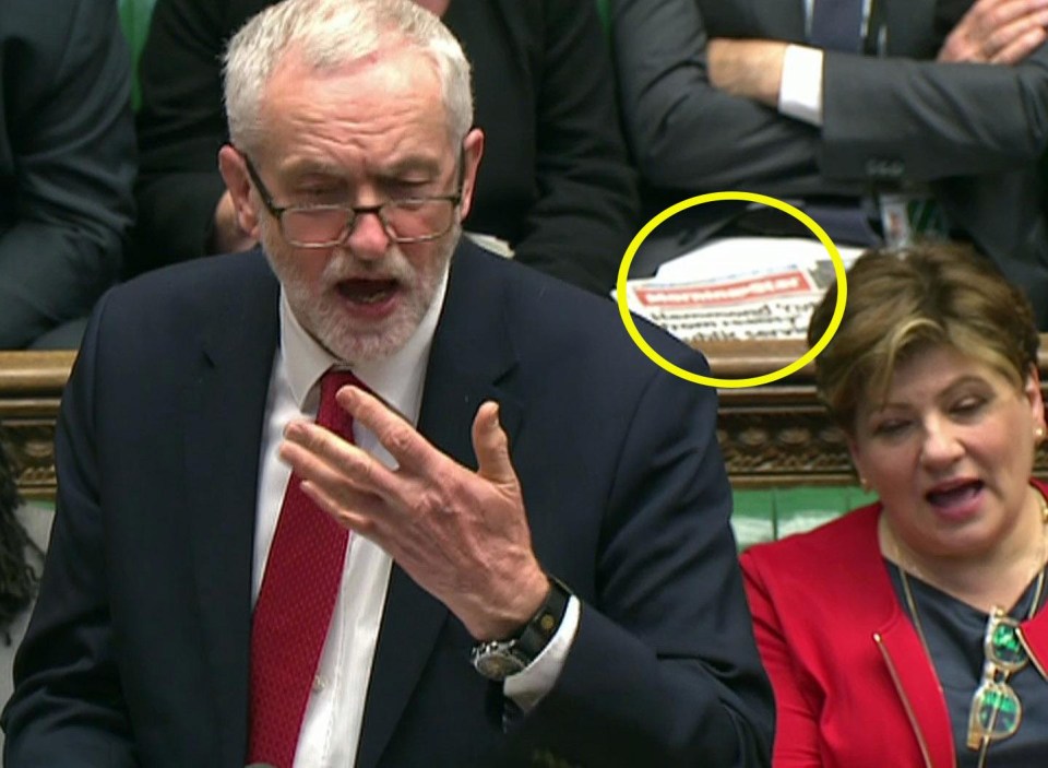 The left-leaning Morning Star paper behind Corbyn in the Commons